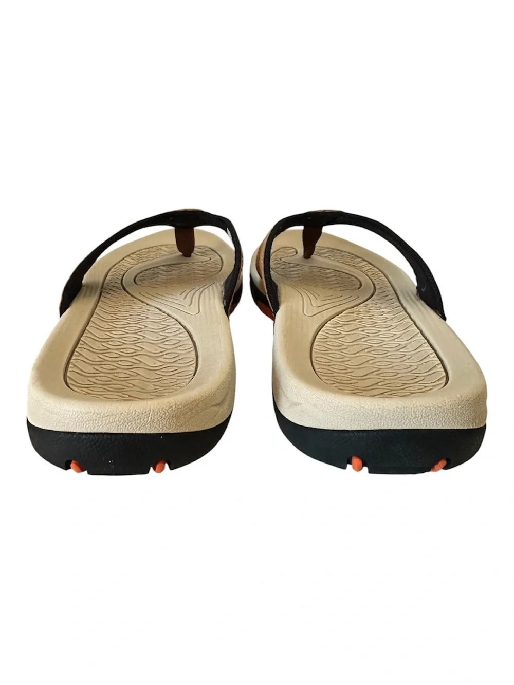 Hobibear Men's Brown Cushioned Thong Sandals with Perforated Strap Size 9